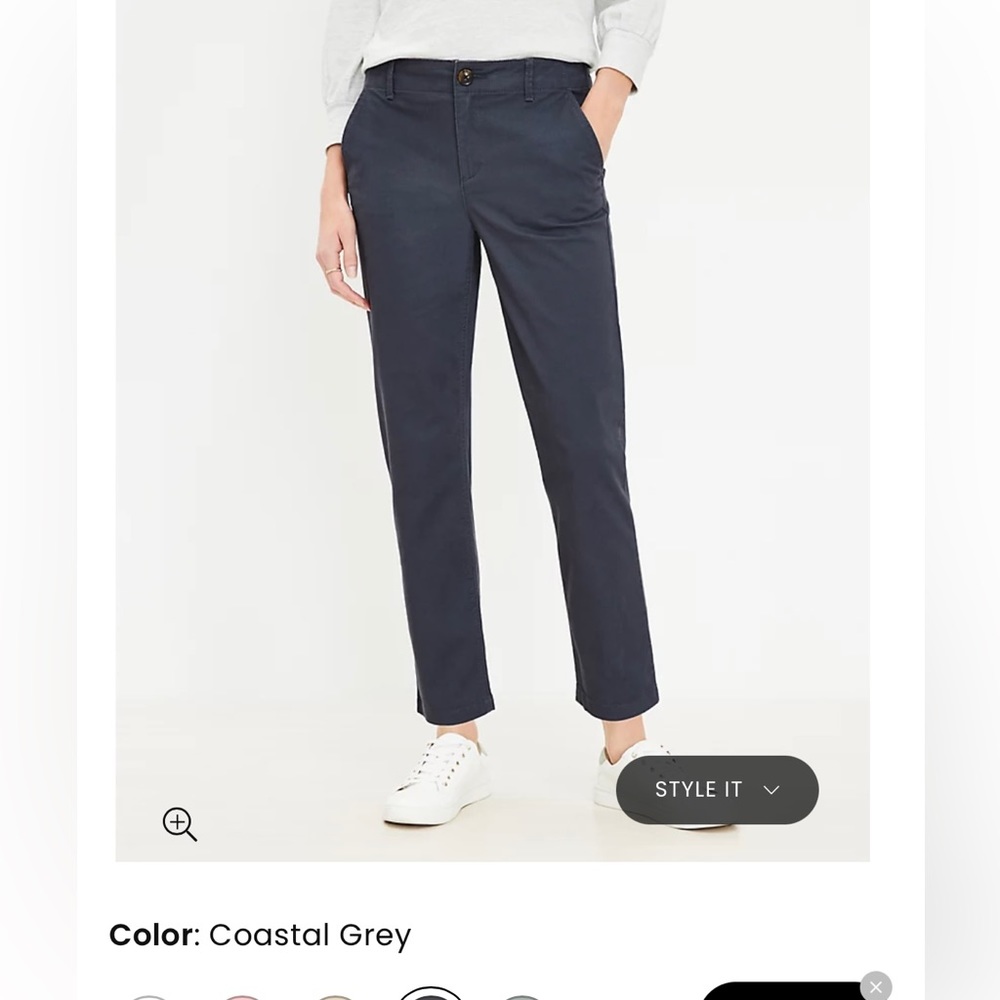 The Loft Monroe Slim Chino Pants Coastal Gray Color Size 14